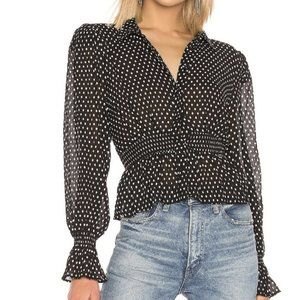 L'Academie Black and White Polka Dot Carina Blouse Size XS